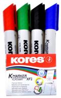 Kores Kores Permanentn popisova K-MARKER na flipcharty, kulat hrot, mix 4 barev (ern, erven, modr,