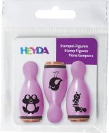 HEYDA HEYDA Dřevěná razítka kuželky - žába, ptáček