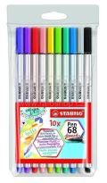 Stabilo Fixa STABILO Pen 68 brush sada 10 ks v pouzdru PVC