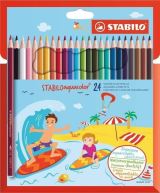 Stabilo Pastelky STABILO aquacolor, sada 24 ks v kartonovm pouzdru