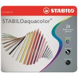 Stabilo Pastelky STABILO aquacolor, sada 24 ks v kovovm pouzdru