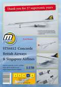 MegaGraphic STS4412 Concorde British Airways & Singapore Airlines/paprov model v mtku 1:150